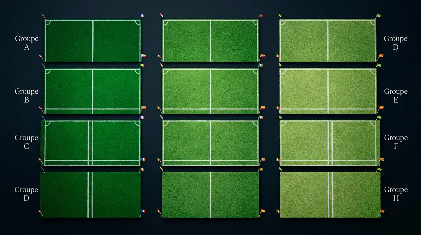 Tableau des douze groupes de la Coupe du Monde 2026 avec les quarante-huit équipes qualifiées